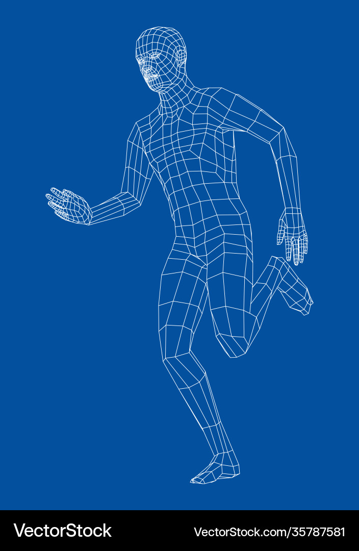 Wireframe running man Wireframe running man vector image