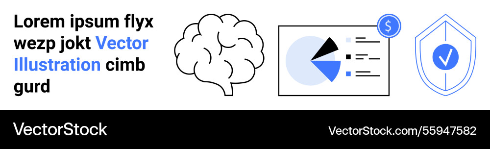 Brain analytics dashboard and shield Brain analytics dashboard and shield vector image