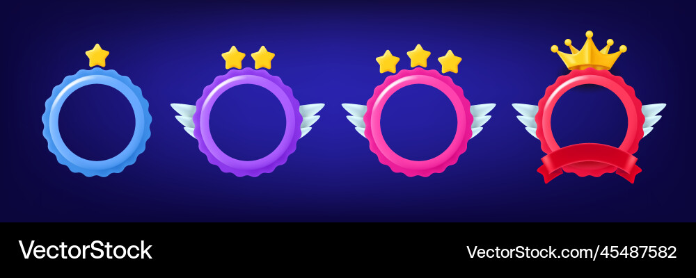 Different rank emblems with empty circle frames Different rank emblems with empty circle frames vector image