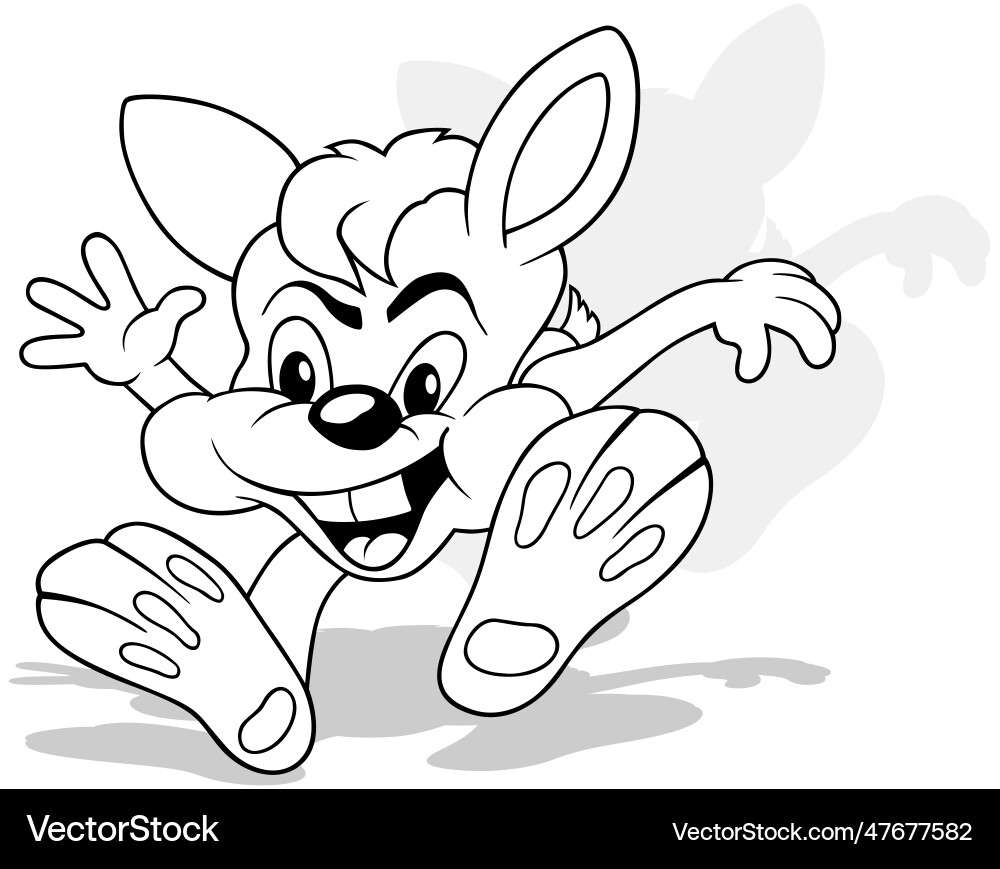 Drawing of a laughing rabbit in jump vector image