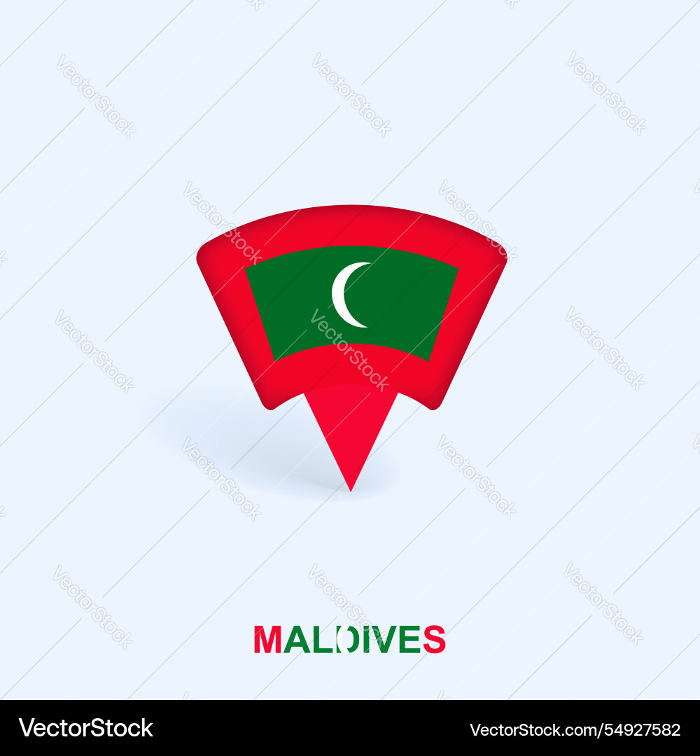 Malediven Flaggenplaner Design mit Schatten Malediven Flaggenplaner Design mit Schatten vektorbild