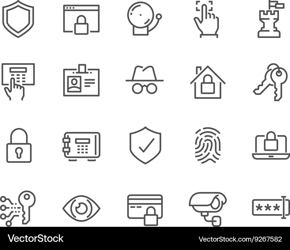 Security Line Icons vector image