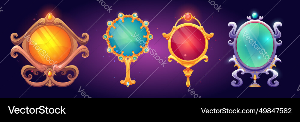 Set of magic game mirrors isolated on background Set of magic game mirrors isolated on background vector image