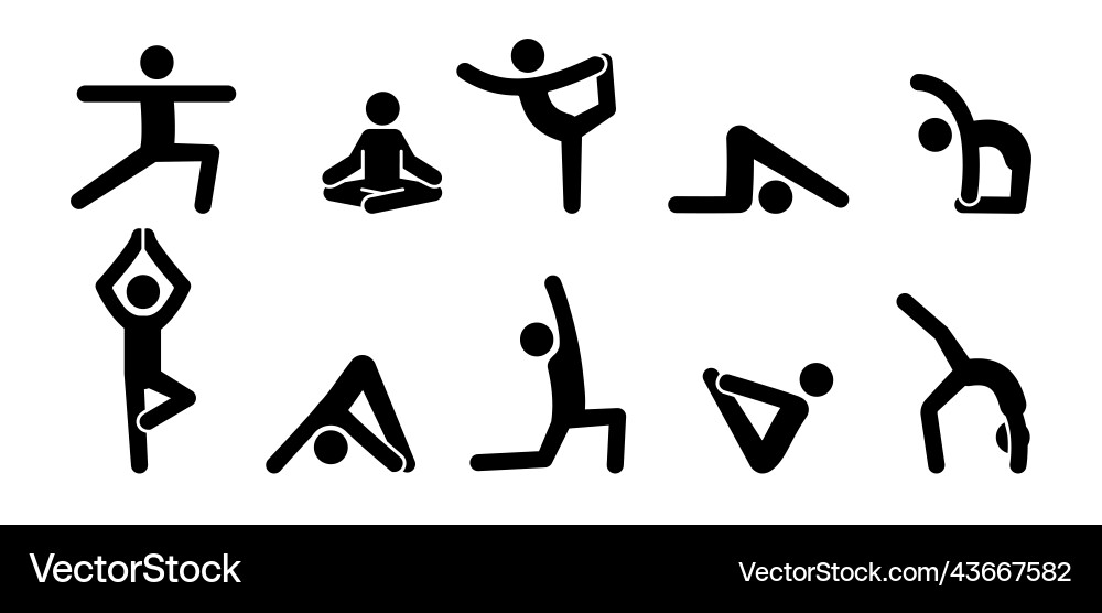 Yoga Piktogramm Ikone Menschen posieren meditieren Yoga Piktogramm Ikone Menschen posieren meditieren vektorbild