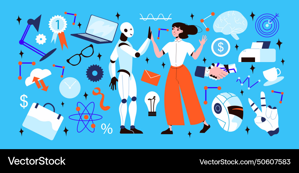 Artificial intelligence big set Royalty Free Vector Image