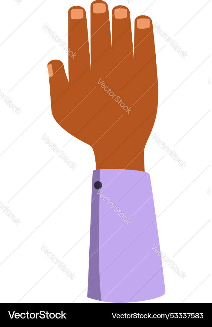 Black businessman hand showing number four gesture Black businessman hand showing number four gesture vector image