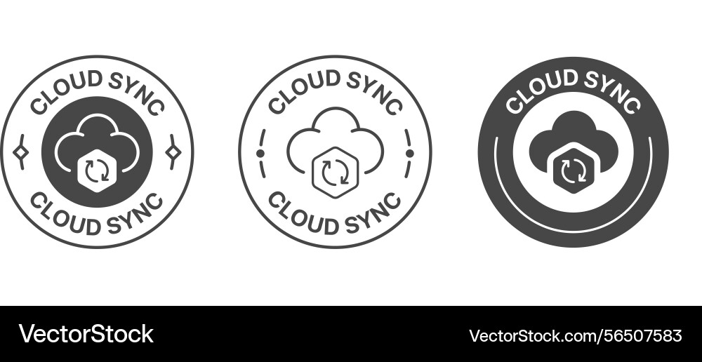 Cloud sync badge icons with computing symbol Cloud sync badge icons with computing symbol vector image