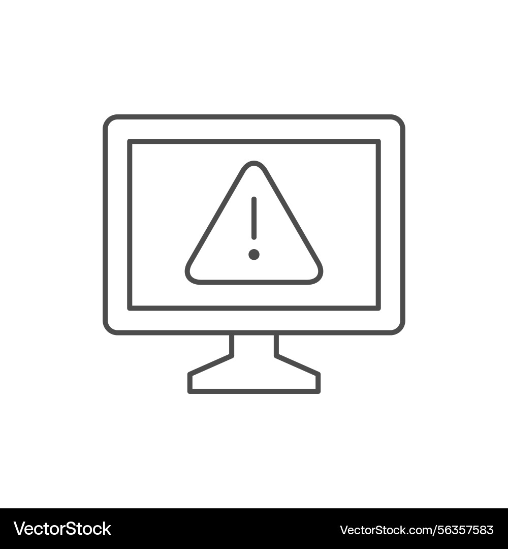 Computer warning line outline icon Computer warning line outline icon vector image