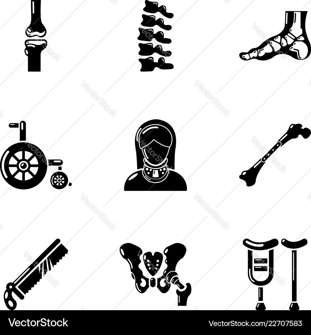 Disabled person icons set simple style Disabled person icons set simple style vector image