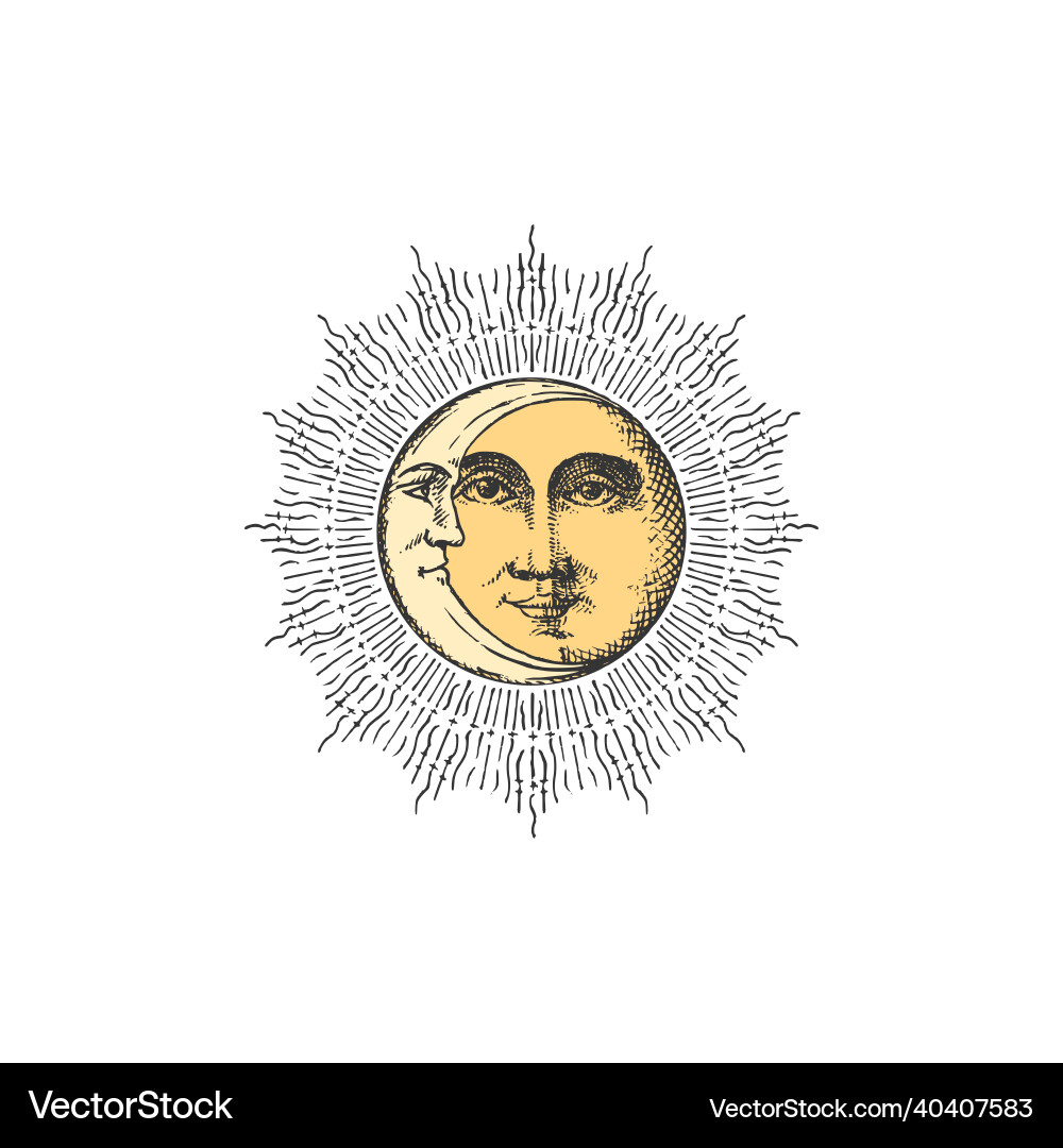 Esoteric Sun \u0026 Moon Symbols – Royalty-Free Vector | VectorStock, image size:1000x1080