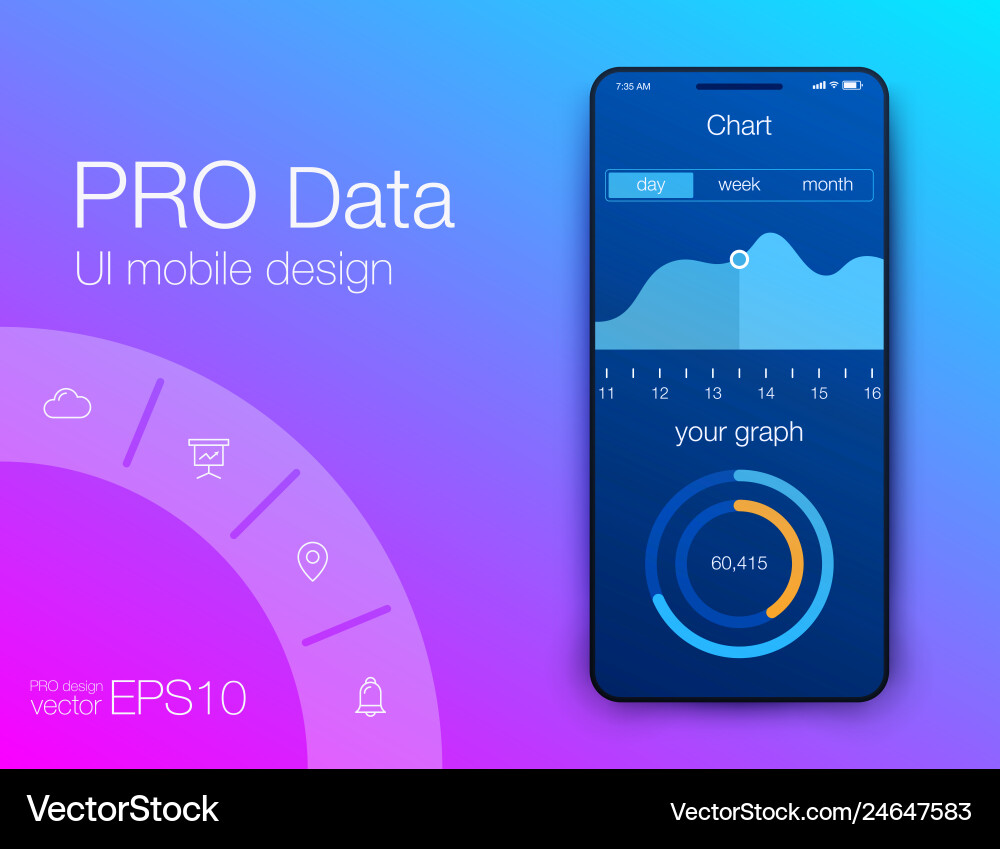 Mobile phone application for analytics stock Mobile phone application for analytics stock vector image