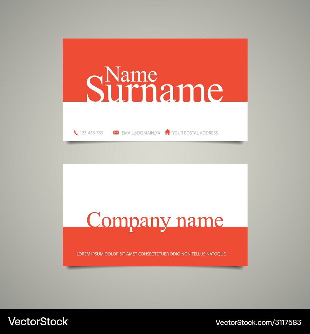 Modern simple business card template with big name Vector Image