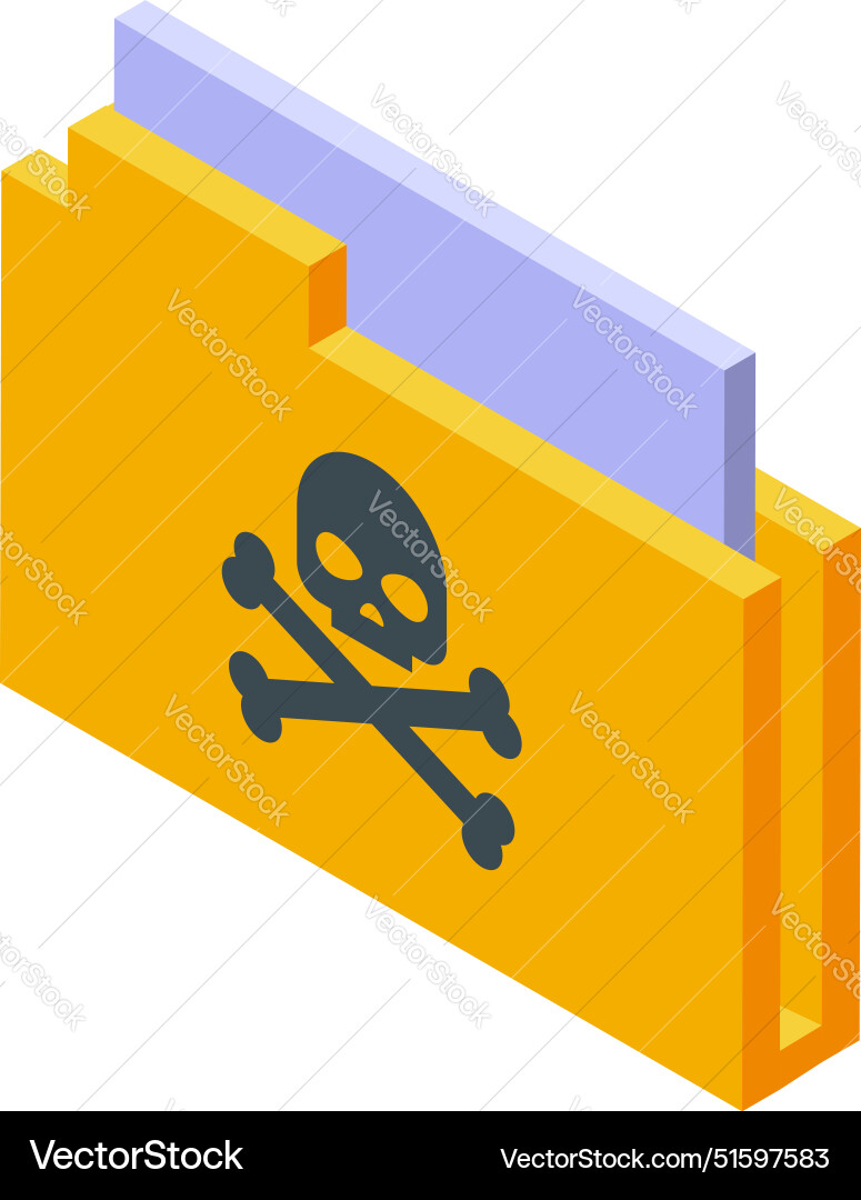 Yellow folder with skull and crossbones showing Yellow folder with skull and crossbones showing vector image