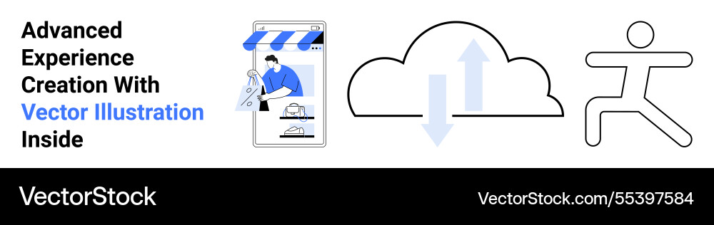Digital storefront cloud sync and dynamic motion Digital storefront cloud sync and dynamic motion vector image