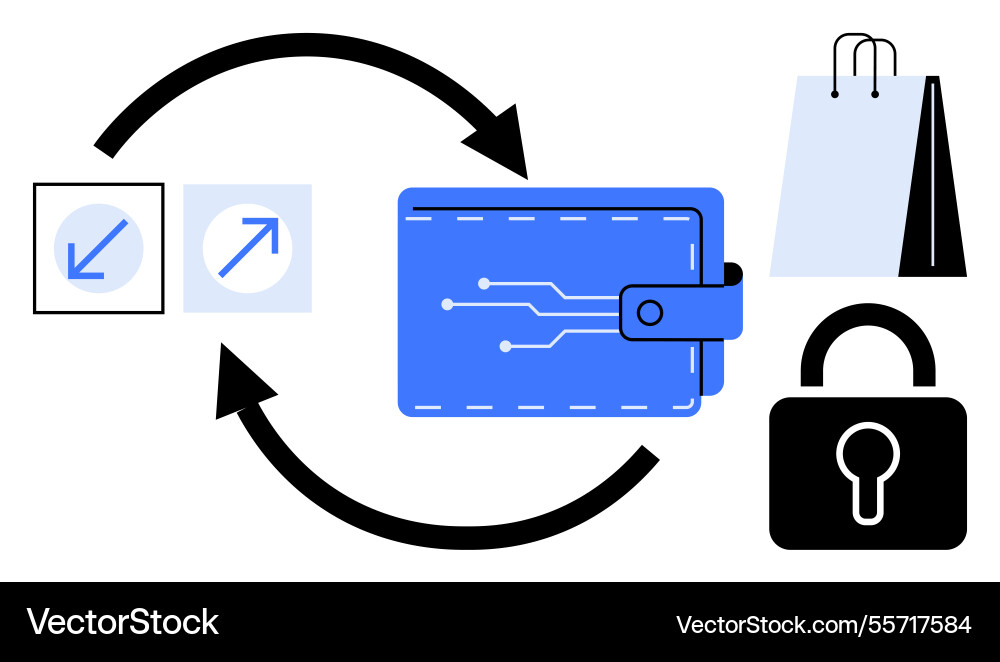 Digital wallet with secure transactions Vector Image