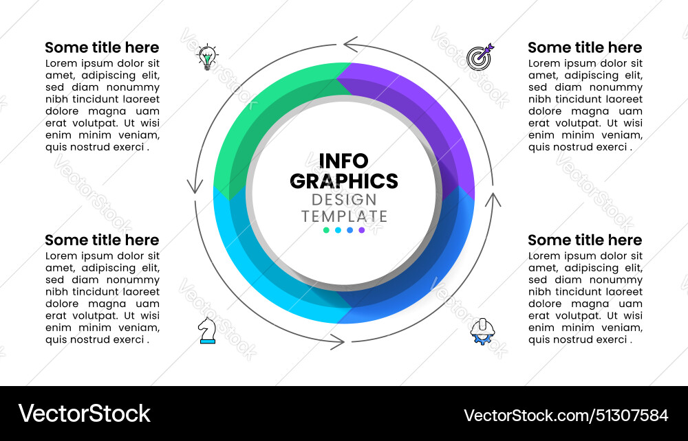 Infographic template circle in loop with 4 arrows Infographic template circle in loop with 4 arrows vector image