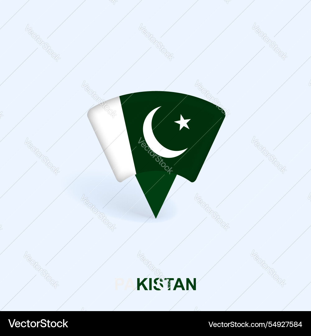Pakistan flag map pointer design with shadow Pakistan flag map pointer design with shadow vector image