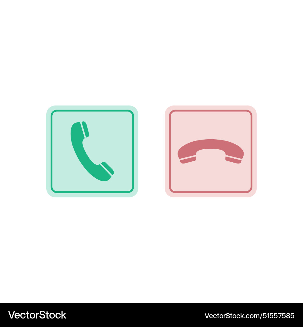 Answer decline phone call hang up red green button vector image