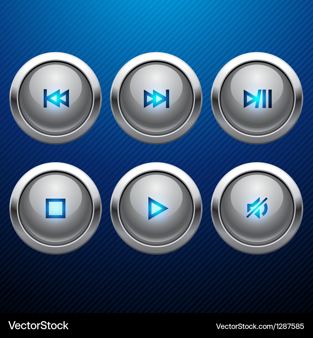 Glossy multimedia control web icon set Vector Image