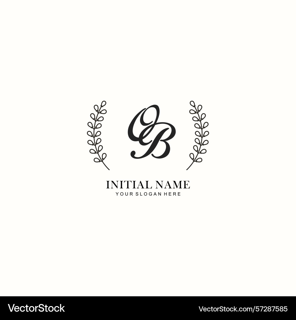Ob initial logo templates with botanical elements Ob initial logo templates with botanical elements Vector Image