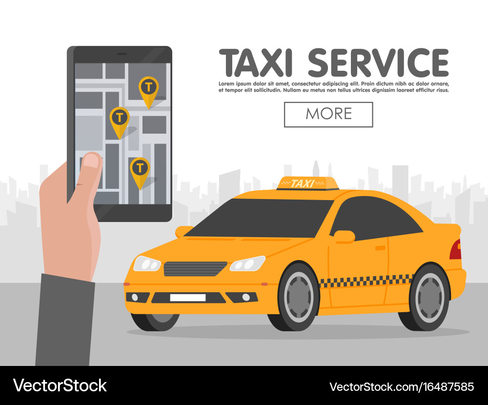 Phone with interface taxi on screen background Vector Image