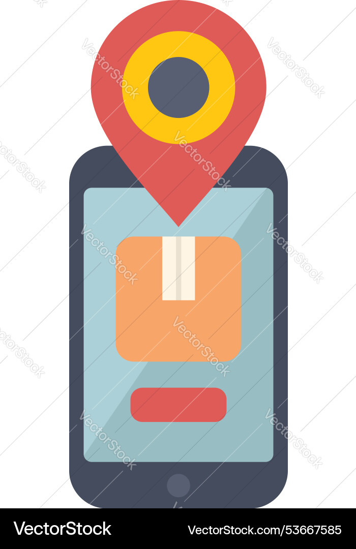 Smartphone showing location of a package Vector Image