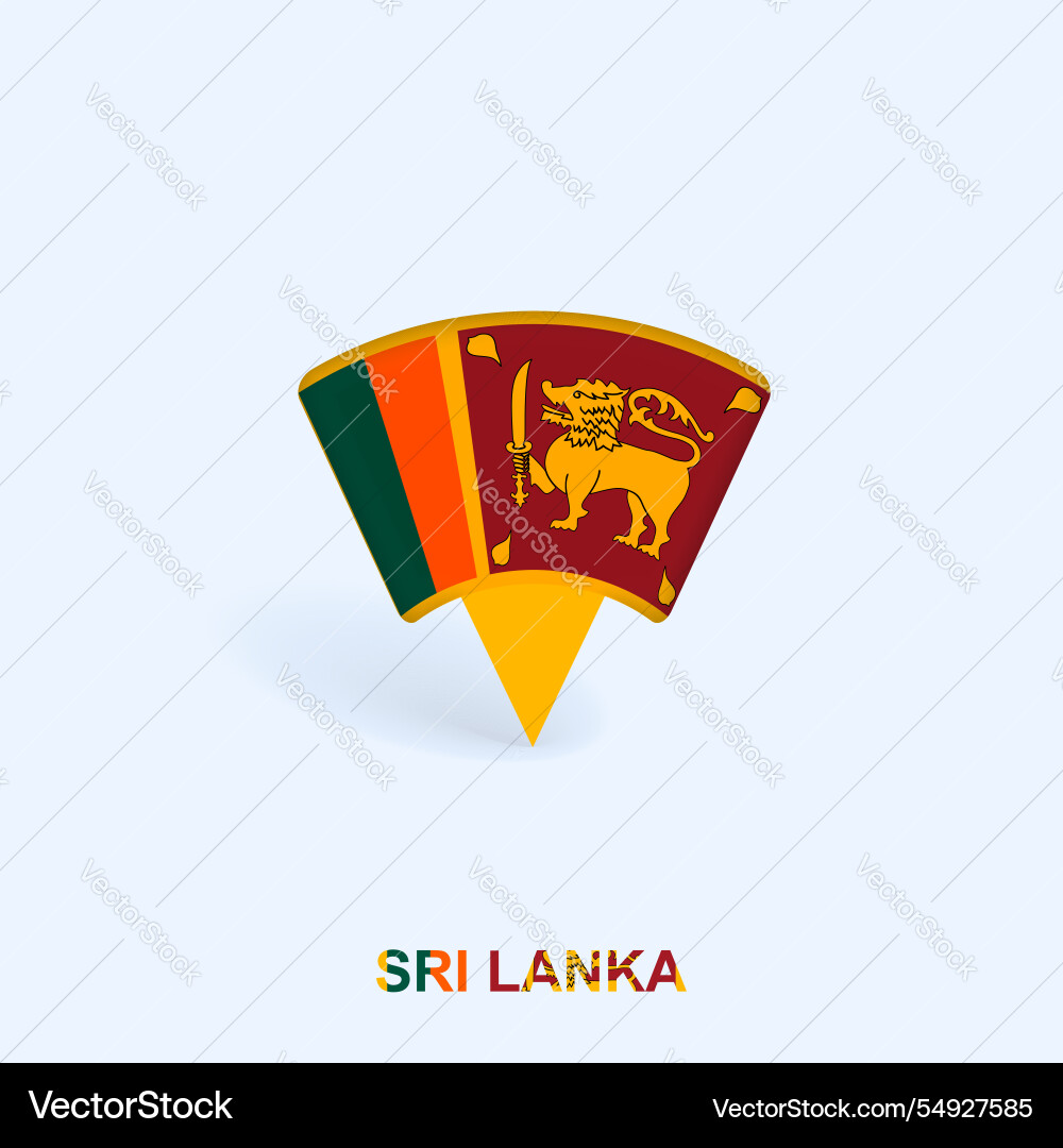 Sri lanka flag map pointer design with shadow vector image