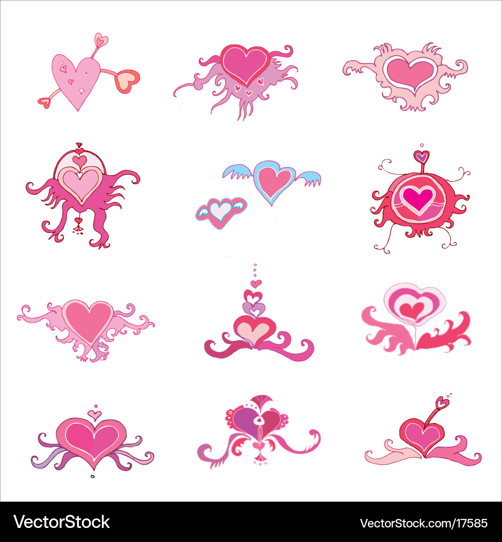 Valentine Hearts Set Vector Image