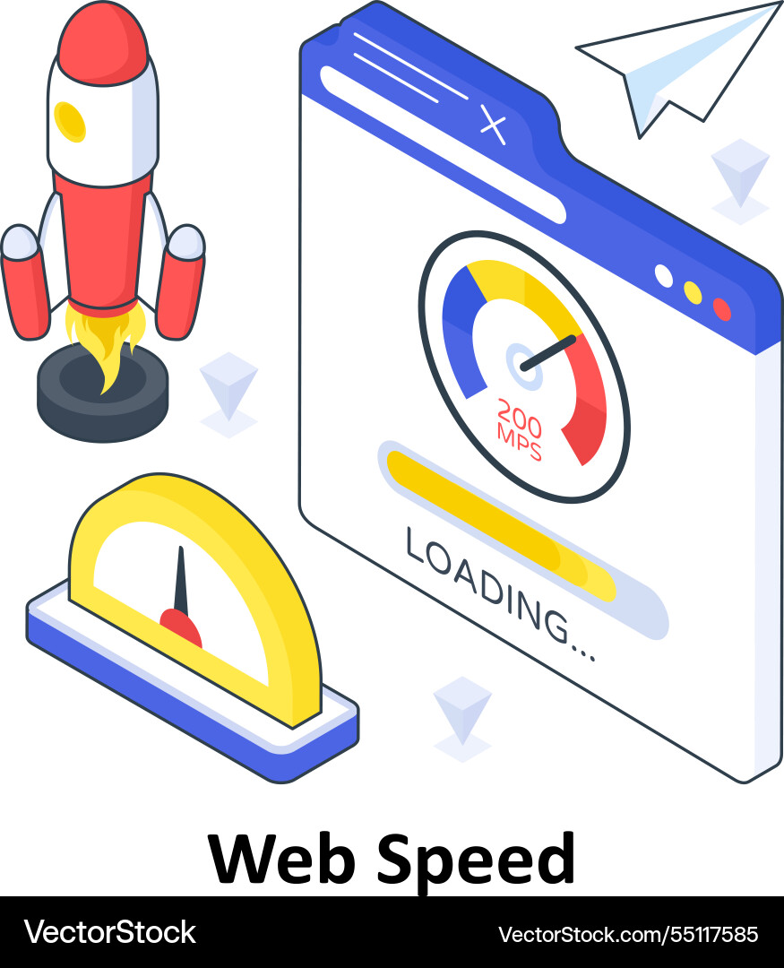 Web speed isometric colored eps file Vector Image