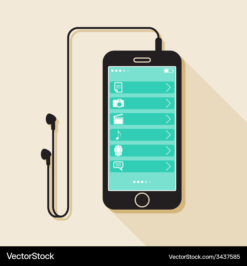With a mobile phone device in flat style Vector Image