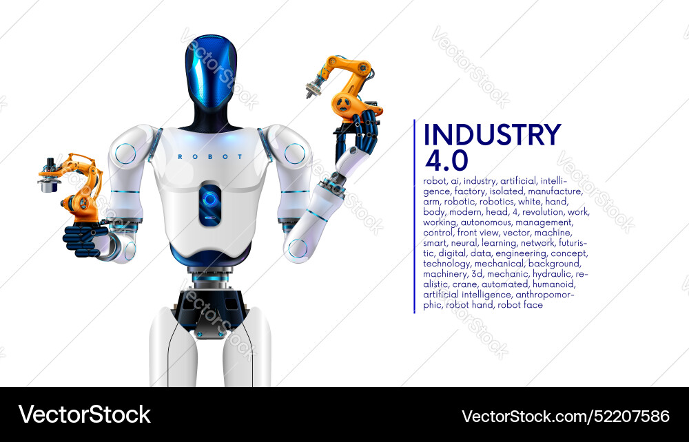 Ai management work robots on factory humanoid Ai management work robots on factory humanoid vector image