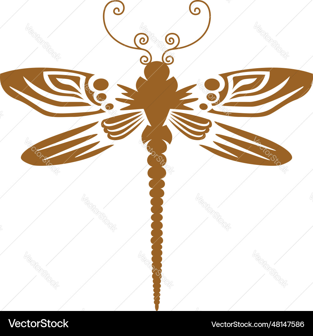 Dragonfly creative printable stencil art vector image