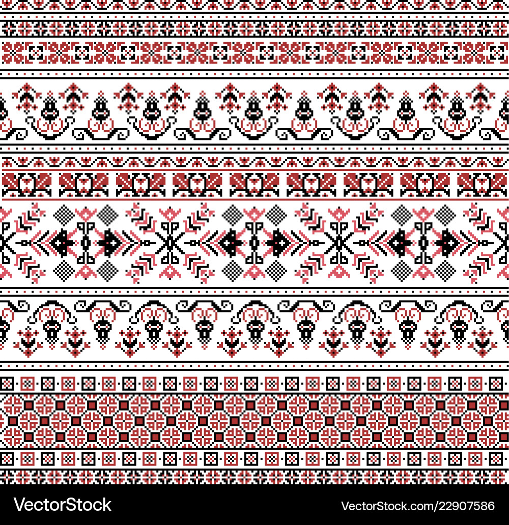 Hungarian Pixel Cross Stitch Pattern Vector Image