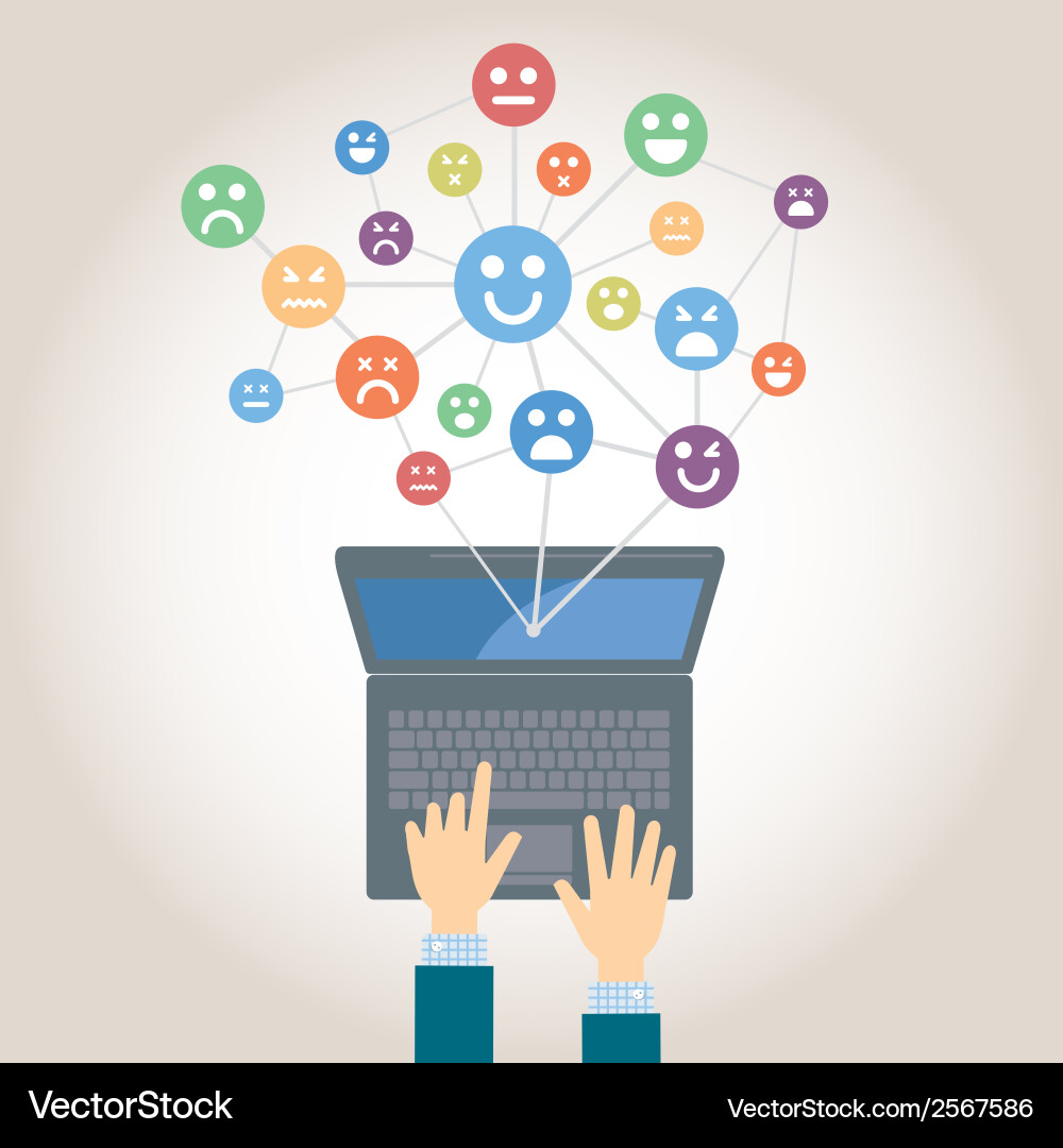 Man at the home computers icons communication vector image