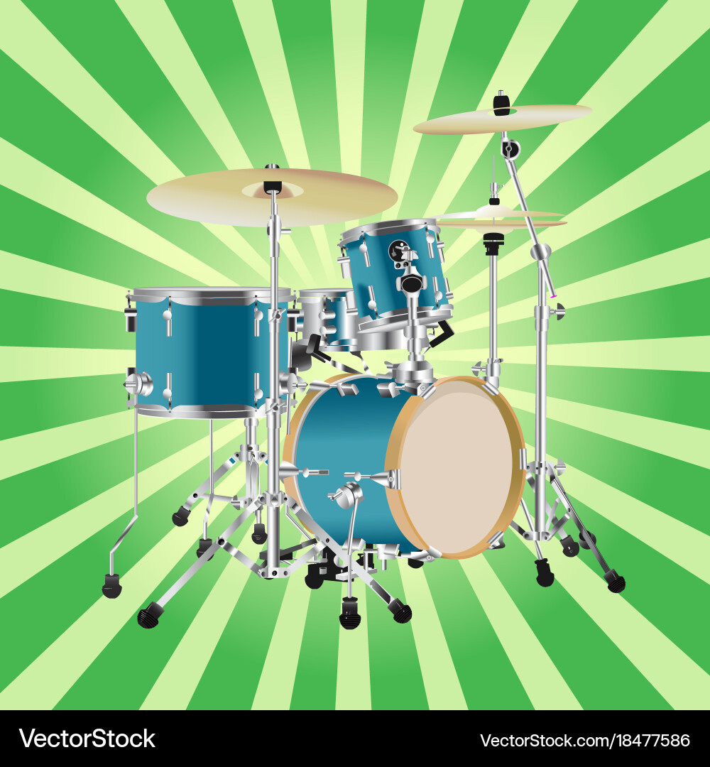 Realistic drum kit background Royalty Free Vector Image