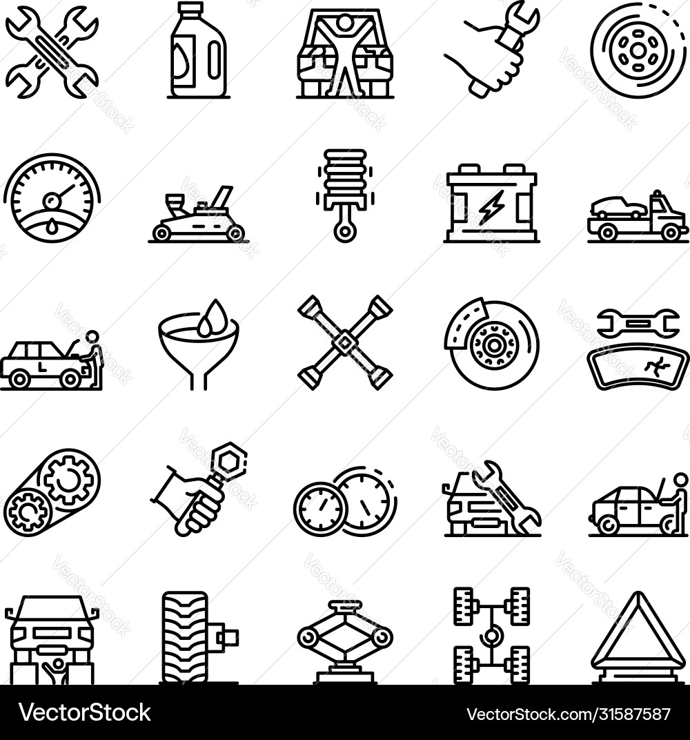Automotive Repair Icons - Outline Vector Image