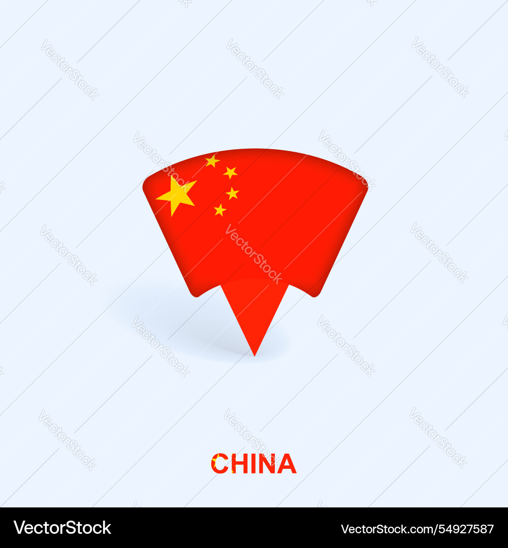 China flag map pointer design with shadow vector image