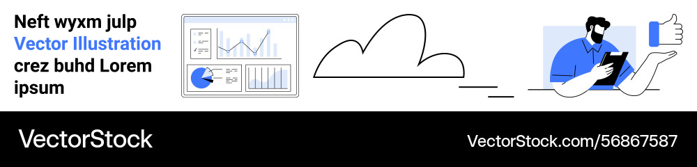 Data analysis cloud storage and user interaction Data analysis cloud storage and user interaction vector image