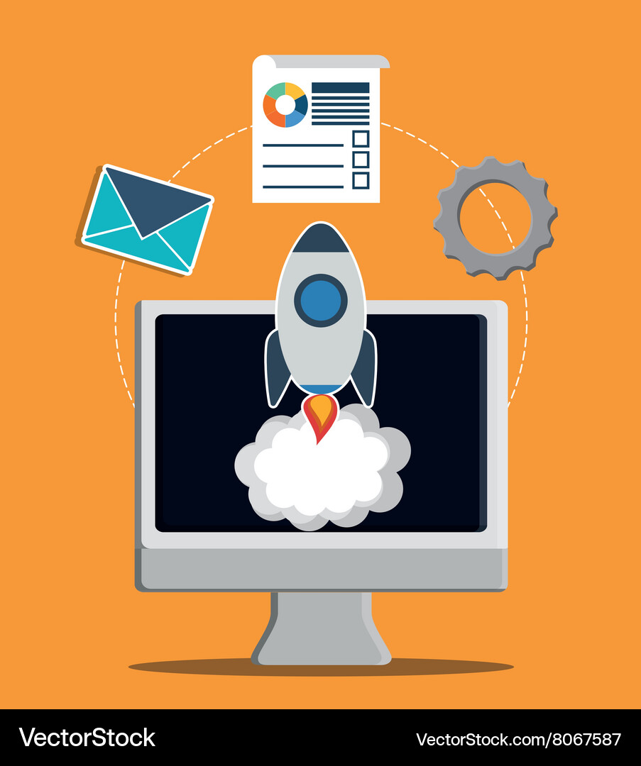 Development with gadget design startup Vector Image