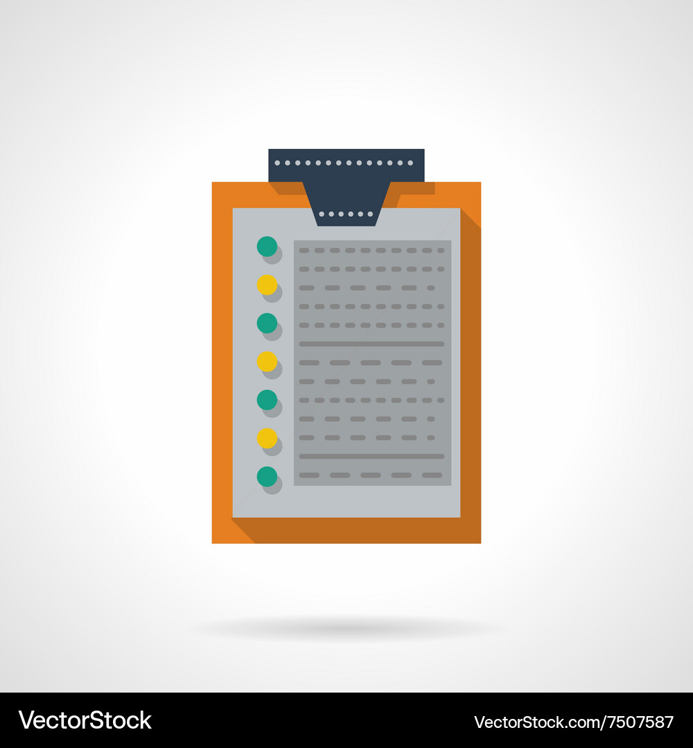 Flat color clipboard with document icon Vector Image
