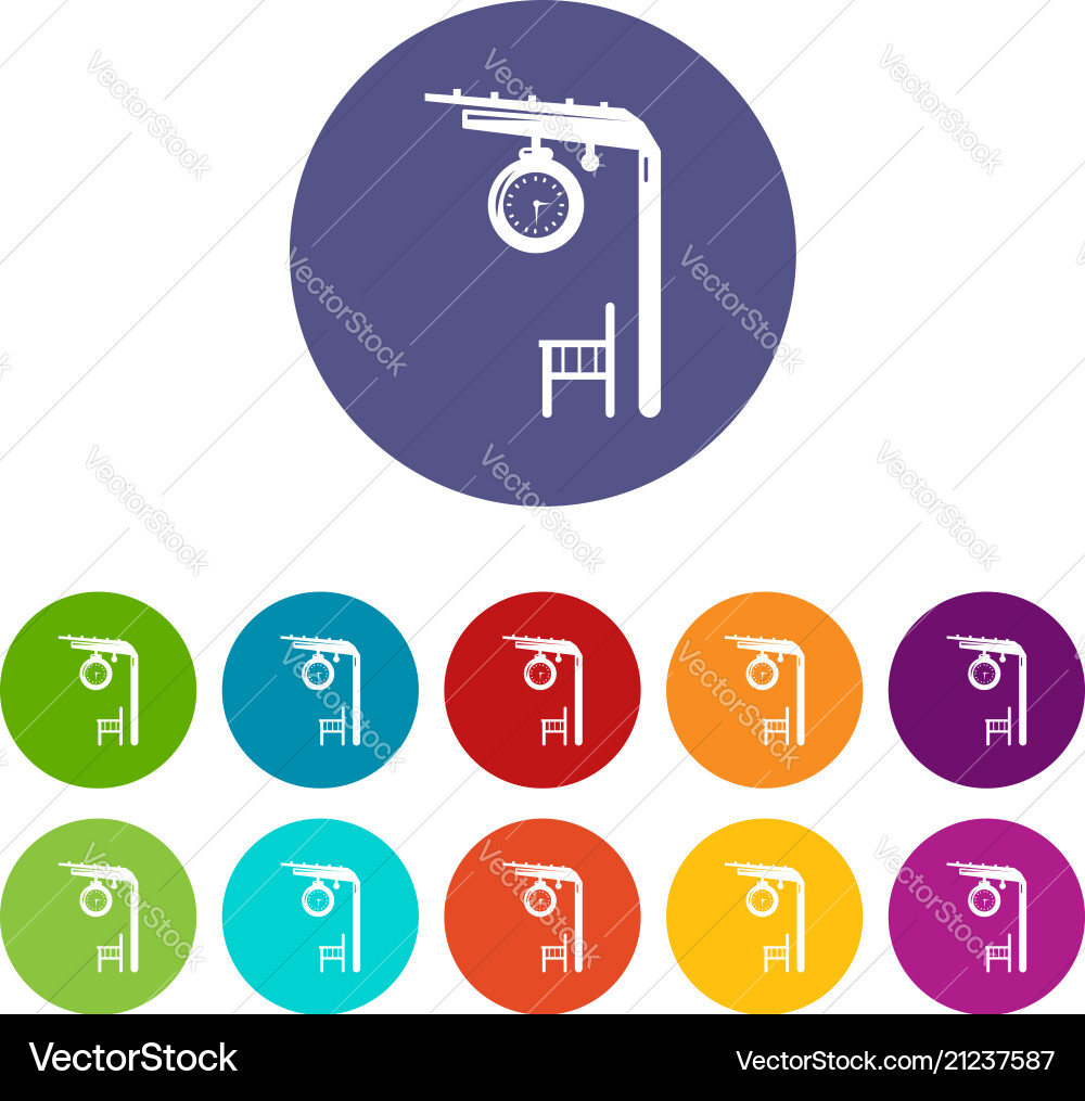 Platform railway icons set color Platform railway icons set color vector image