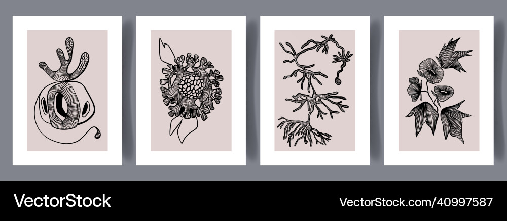 Scandinavian Abstract Art Print Set Vector Image