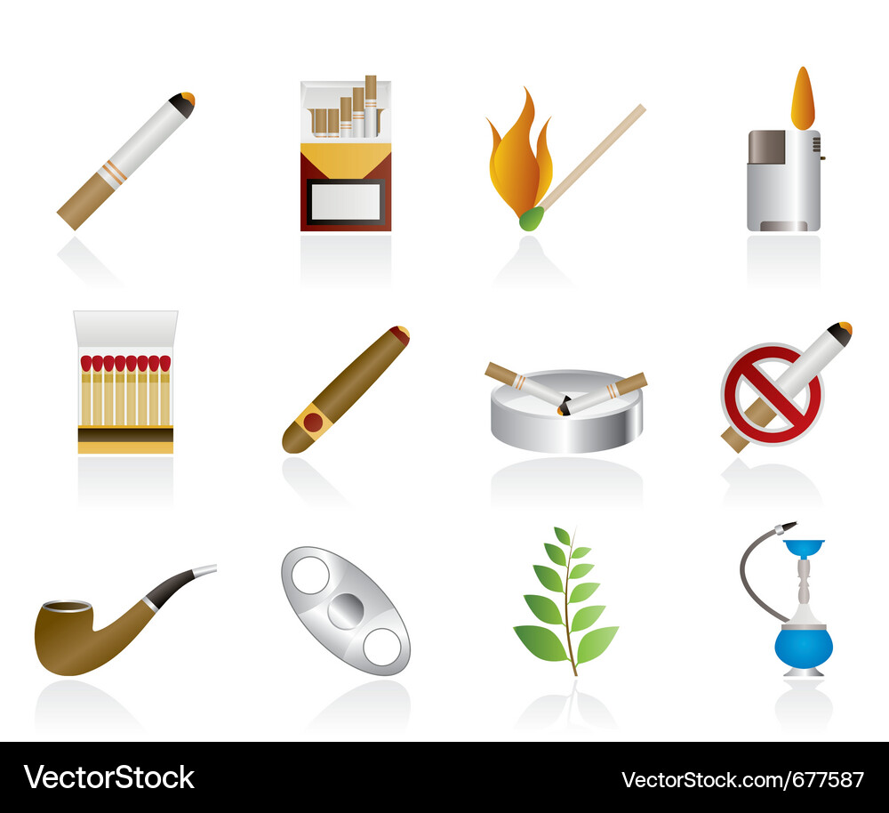 Smoking & Cigarette Icons Set Vector Image