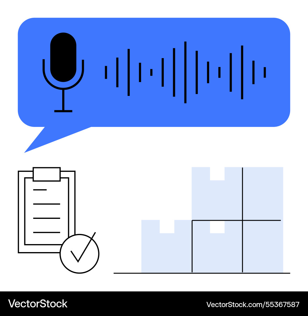 Voice command integration for supply chain Voice command integration for supply chain Vector Image