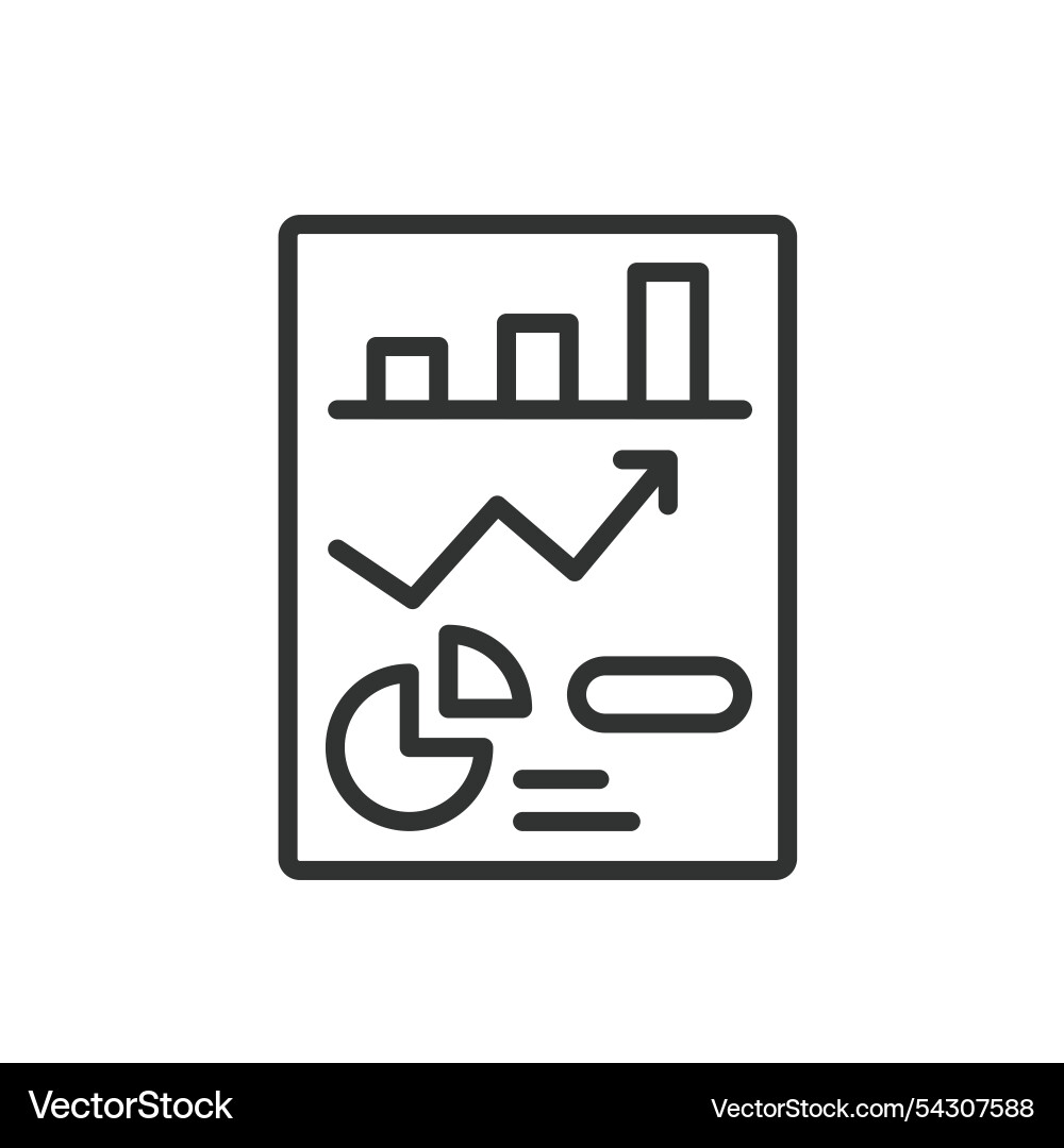 Business report icon in line design Royalty Free Vector
