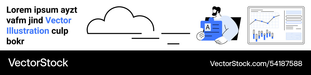 Cloud storage and data analysis concept with man Cloud storage and data analysis concept with man vector image