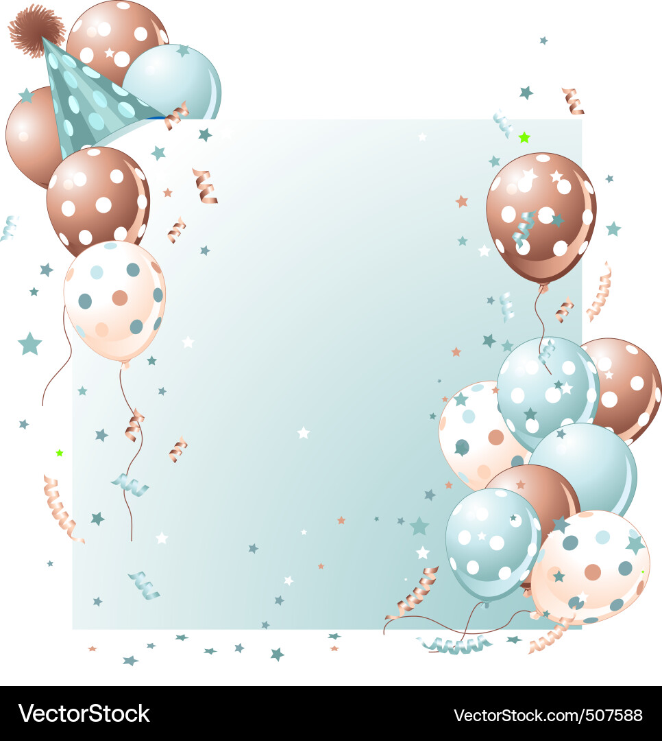 Colorful Birthday Card with Balloons Vector Image