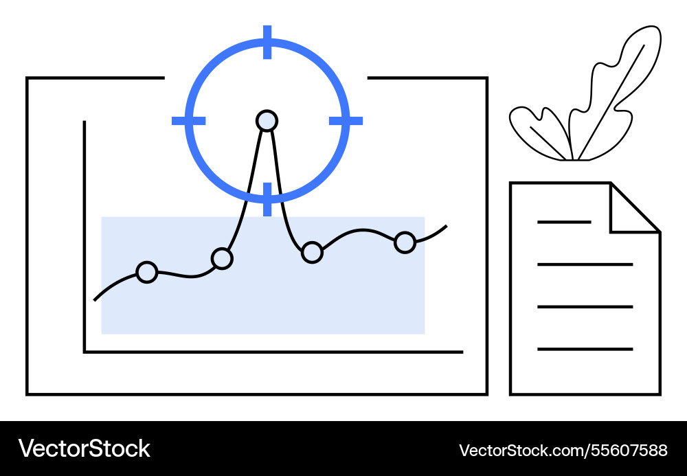 Data analysis and targeting with line graph Data analysis and targeting with line graph vector image