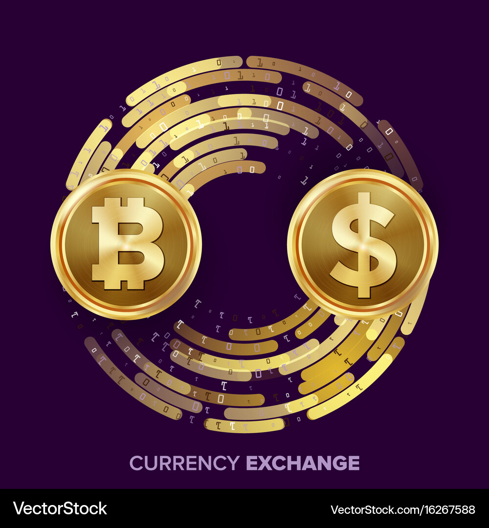 Digital currency money exchange bitcoin – Royalty-Free Vector | VectorStock