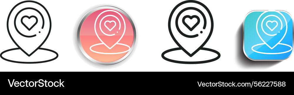 Love icon thin linear regular and button style vector image